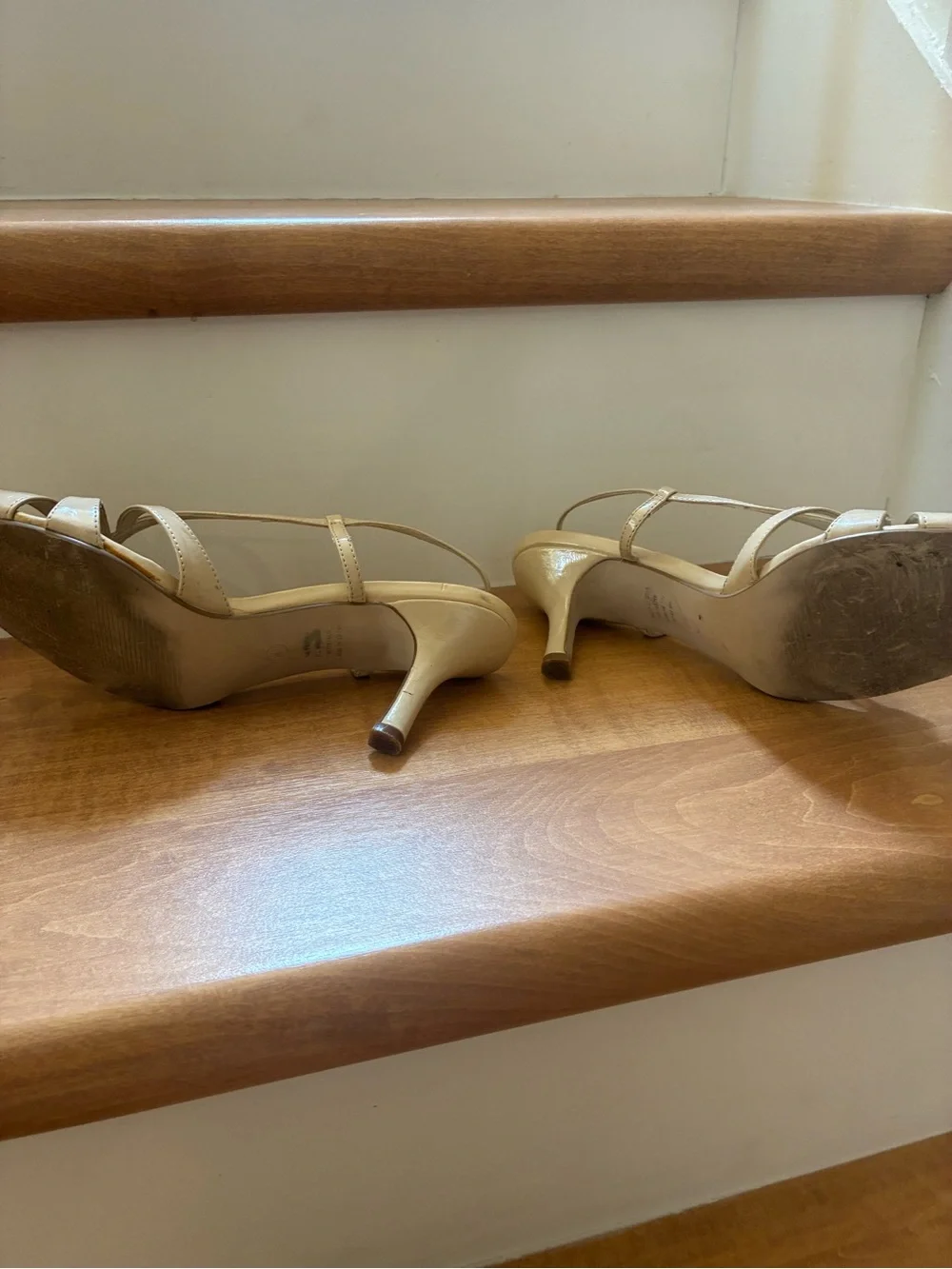 Madeline Stuart Cream Strappy Slingback Heels